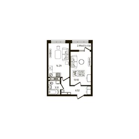 Квартира 39,5 м², 1-комнатная - изображение 1