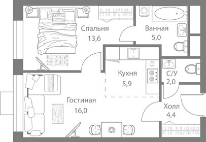 44,4 м², 2-комнатная квартира 12 100 000 ₽ - изображение 67