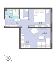 33,5 м², 1-комнатная квартира 3 952 464 ₽ - изображение 4