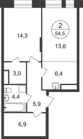 56,8 м², 2-комнатная квартира 13 682 807 ₽ - изображение 29