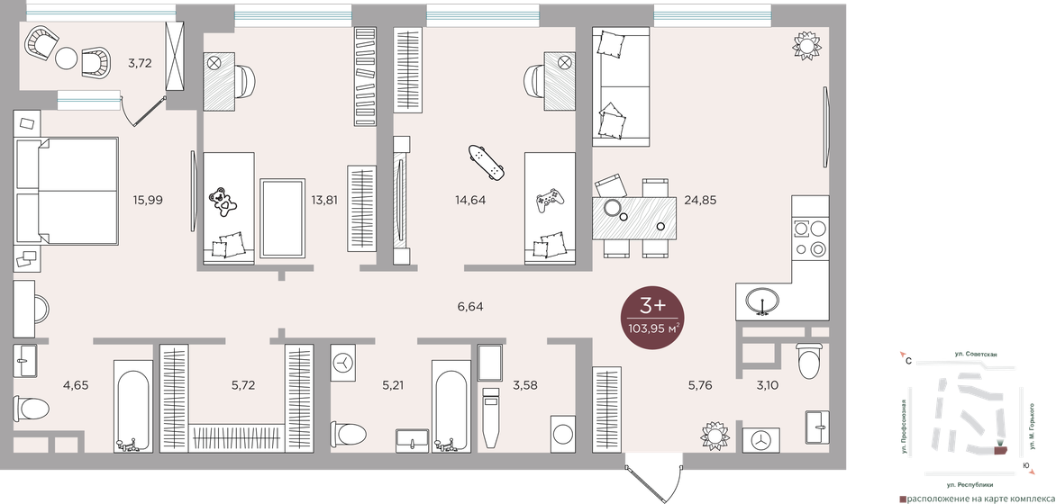 104 м², 3-комнатная квартира 18 600 000 ₽ - изображение 1