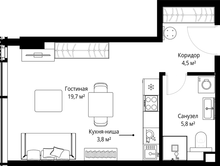 35,9 м², квартира-студия 45 844 300 ₽ - изображение 34
