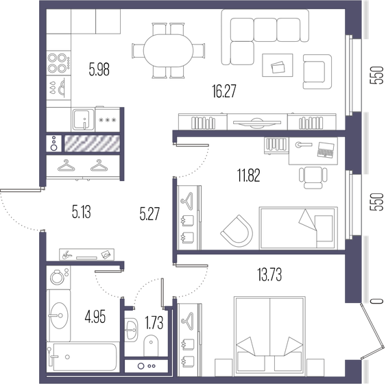 64,9 м², 2-комнатная квартира 24 894 456 ₽ - изображение 13