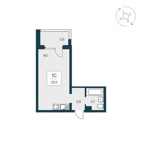 29,3 м², квартира-студия 3 100 000 ₽ - изображение 33