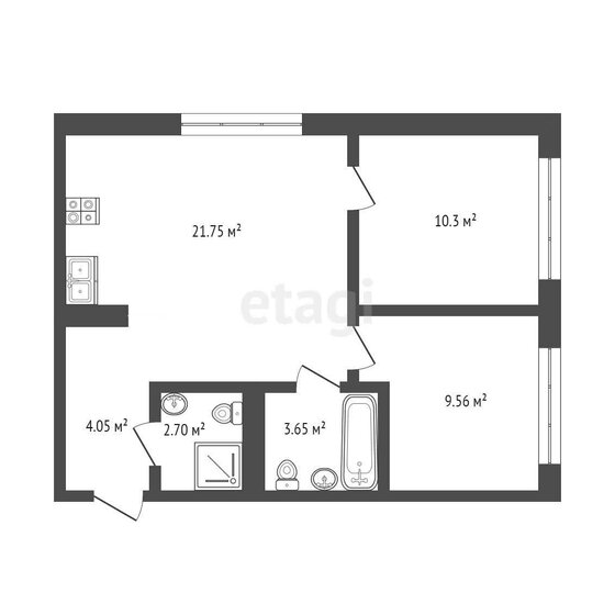 51 м², 2-комнатная квартира 6 250 000 ₽ - изображение 1