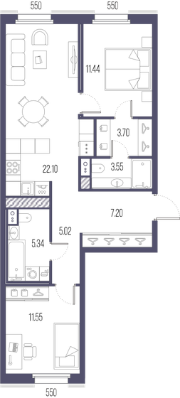 69,9 м², 2-комнатная квартира 24 499 950 ₽ - изображение 14