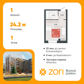 Квартира 24,3 м², студия - изображение 1