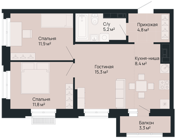 60,2 м², 2-комнатная квартира 14 261 380 ₽ - изображение 22