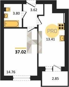 Квартира 37 м², 1-комнатная - изображение 1