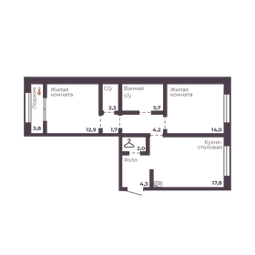 Квартира 64,9 м², 2-комнатная - изображение 1