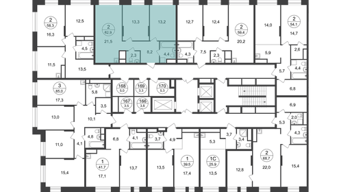 60,8 м², 2-комнатная квартира 15 542 420 ₽ - изображение 41