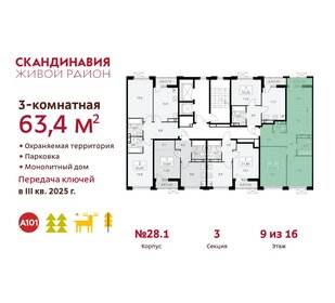 63,6 м², 3-комнатная квартира 15 888 416 ₽ - изображение 19