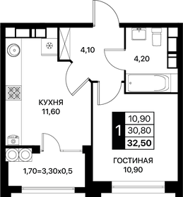 32,5 м², 1-комнатная квартира 4 403 750 ₽ - изображение 22