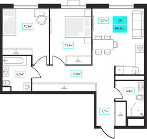 Квартира 66,2 м², 2-комнатная - изображение 1