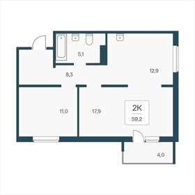 59,2 м², 2-комнатная квартира 5 650 000 ₽ - изображение 23