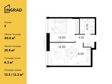 Квартира 40,9 м², 2-комнатная - изображение 1