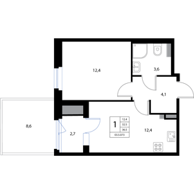 39,3 м², 1-комнатная квартира 6 818 550 ₽ - изображение 49