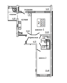 66,4 м², 2-комнатная квартира 4 671 000 ₽ - изображение 10