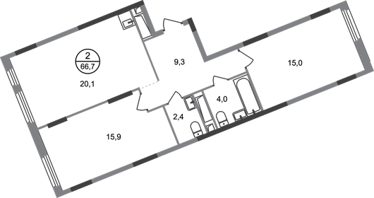 66,7 м², 2-комнатная квартира 16 587 381 ₽ - изображение 23