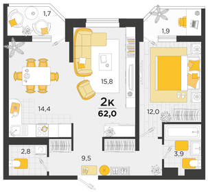 59 м², 3-комнатная квартира 6 000 000 ₽ - изображение 84