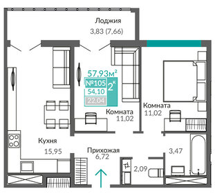 54 м², 2-комнатная квартира 8 200 000 ₽ - изображение 69