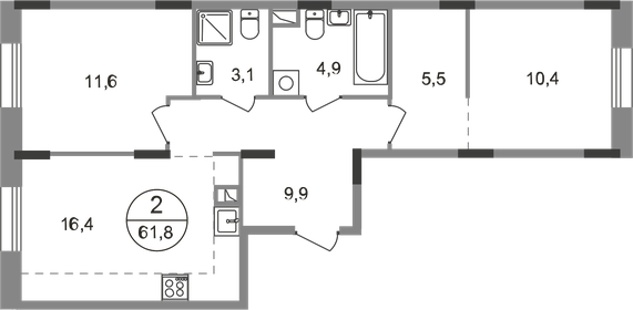 60,5 м², 2-комнатная квартира 17 603 318 ₽ - изображение 42