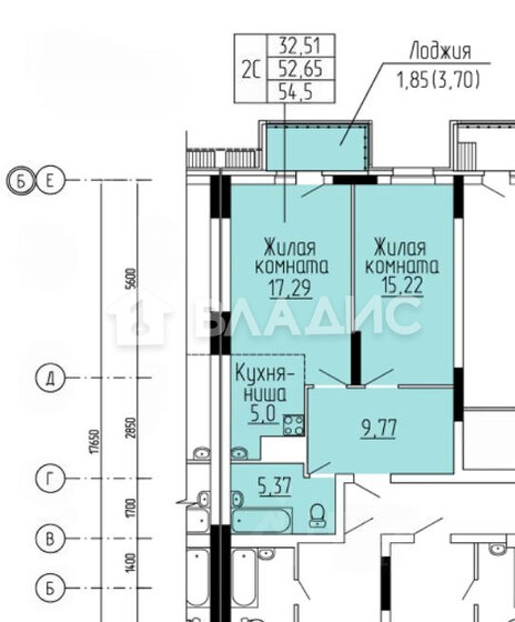 54,5 м², 2-комнатная квартира 9 650 000 ₽ - изображение 19