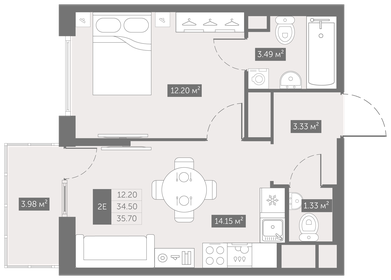 35,7 м², 1-комнатная квартира 4 986 576 ₽ - изображение 15