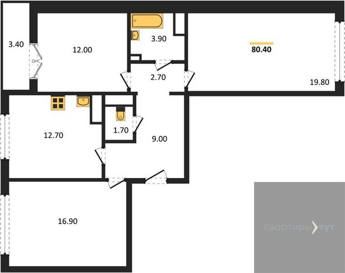 80,4 м², 3-комнатная квартира 8 580 930 ₽ - изображение 17
