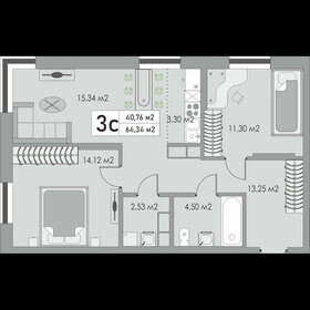 Квартира 64 м², 3-комнатная - изображение 1