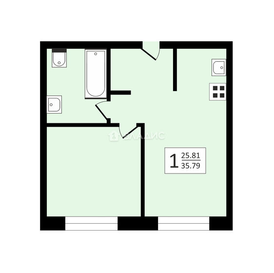36 м², 1-комнатная квартира 17 600 000 ₽ - изображение 1