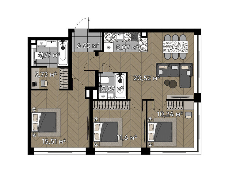 81,3 м², 4-комнатная квартира 51 927 456 ₽ - изображение 1