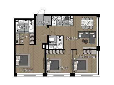 81,7 м², 4-комнатная квартира 50 382 224 ₽ - изображение 17