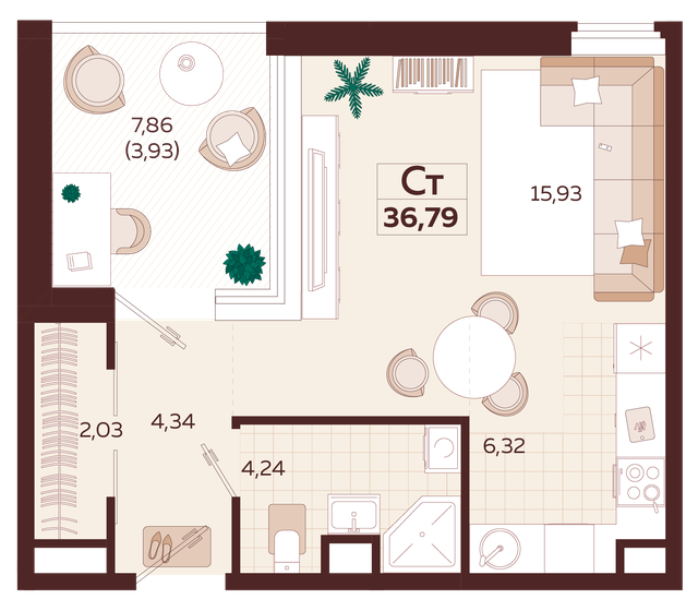 36,8 м², 1-комнатная квартира 20 235 000 ₽ - изображение 1