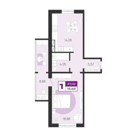 47 м², 1-комнатная квартира 3 244 380 ₽ - изображение 28