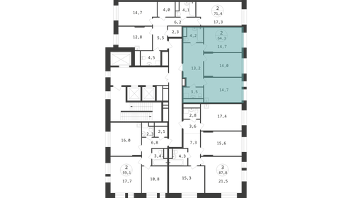 Квартира 64,3 м², 2-комнатная - изображение 2