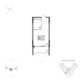 Квартира 29,9 м², студия - изображение 1