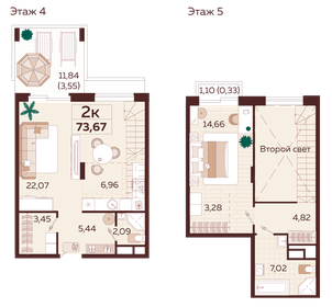 Квартира 73,7 м², 2-комнатная - изображение 1