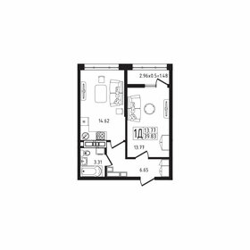 Квартира 39,8 м², 1-комнатная - изображение 1