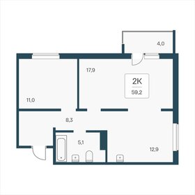 Квартира 59,2 м², 2-комнатная - изображение 1