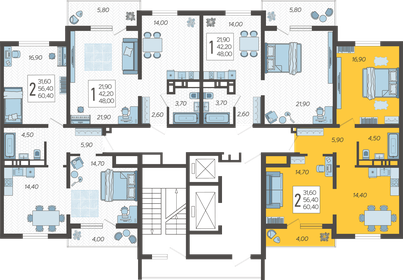 60 м², 2-комнатная квартира 17 328 000 ₽ - изображение 17