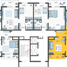 Квартира 60,4 м², 2-комнатная - изображение 2