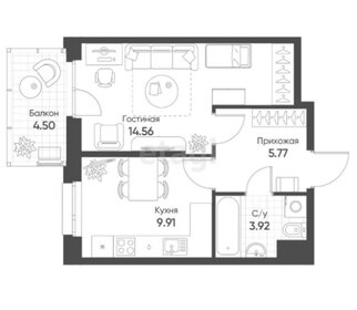 38,7 м², 1-комнатная квартира 9 390 000 ₽ - изображение 59