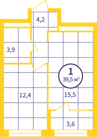 40,1 м², 1-комнатная квартира 4 630 000 ₽ - изображение 74