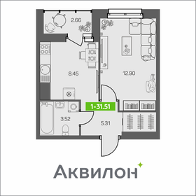 Квартира 31,5 м², 1-комнатная - изображение 1