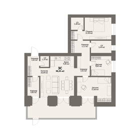 Квартира 98,4 м², 3-комнатная - изображение 1