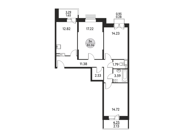 82,3 м², 3-комнатная квартира 12 598 020 ₽ - изображение 1