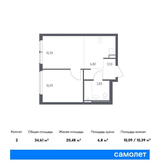 34,6 м², 1-комнатная квартира 7 665 565 ₽ - изображение 1