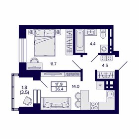 36,8 м², 1-комнатная квартира 4 420 000 ₽ - изображение 18