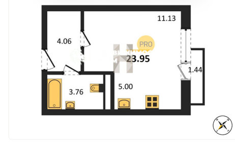 Квартира 24 м², студия - изображение 1